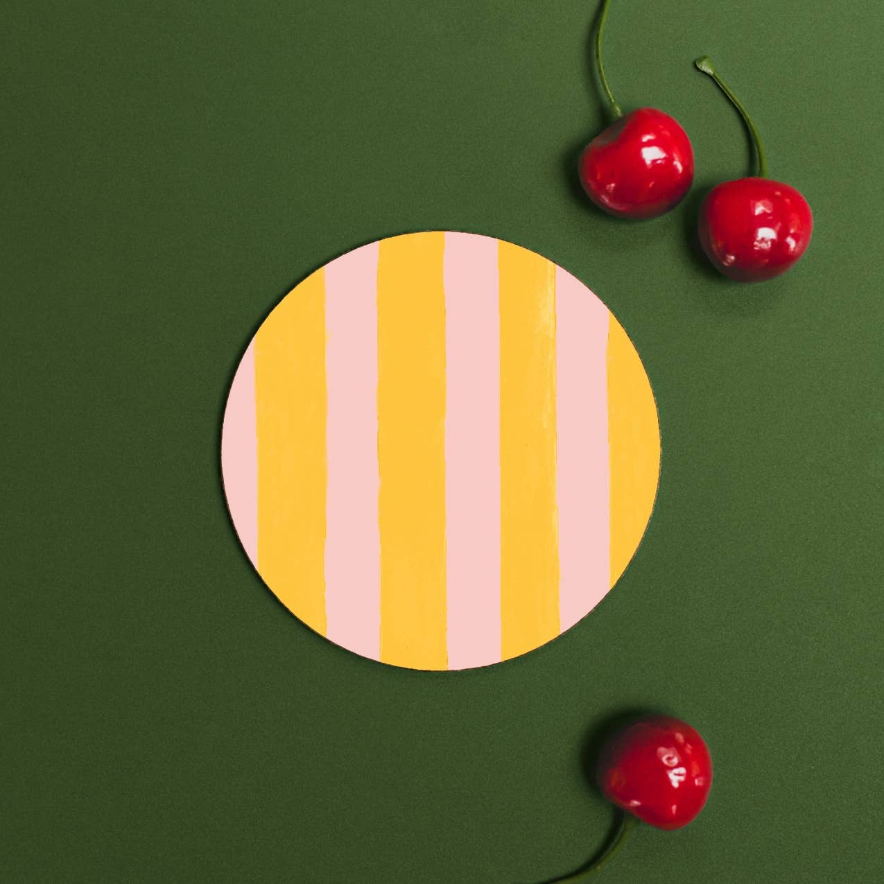 Mango & Peach Striped Round Coaster