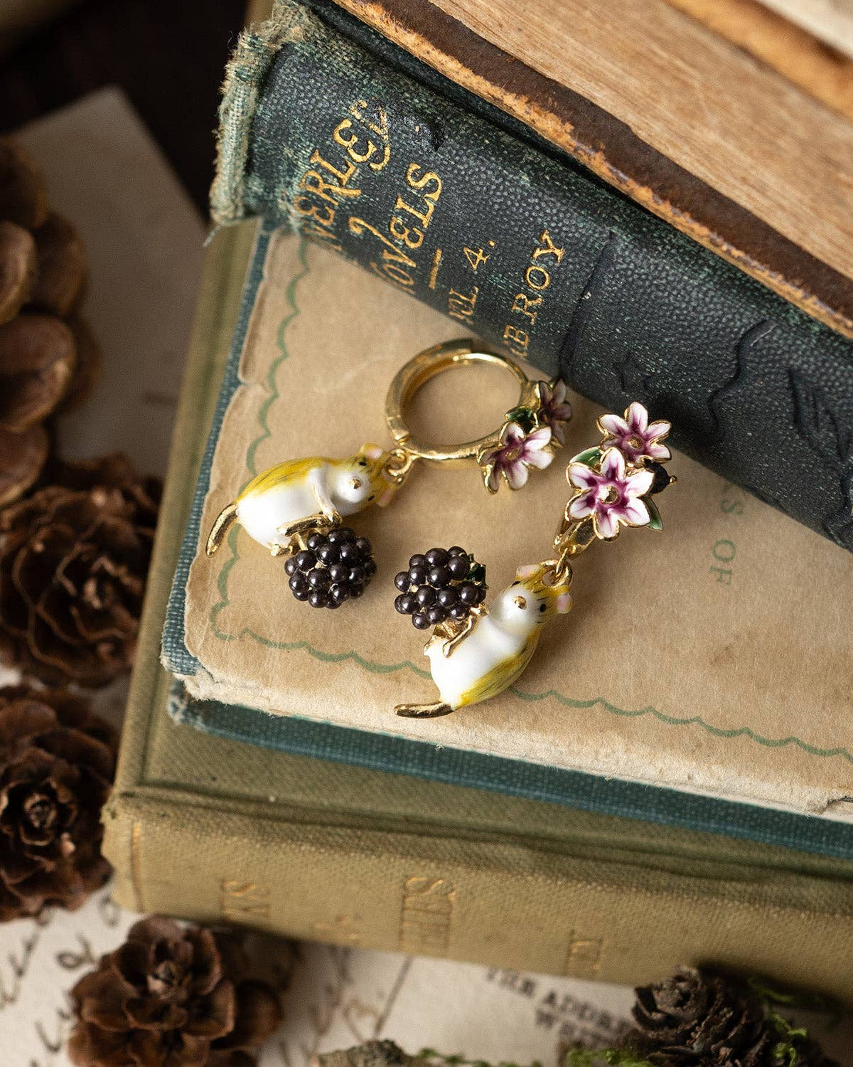 Bill Skinner Blackberry Mouse Huggie Earrings