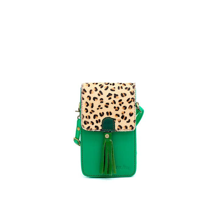 Gia Leather Phone Bag Green