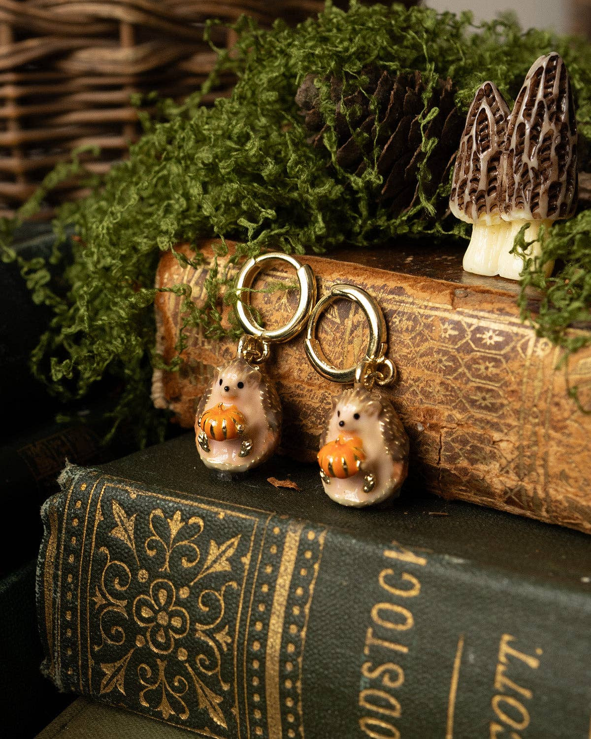 Bill Skinner Hedgehog & Pumpkin Huggie Earrings