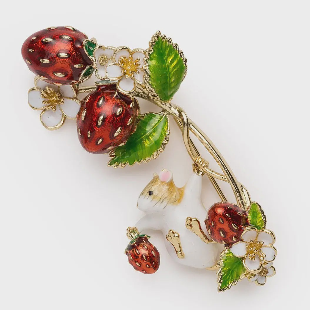 Strawberry Mouse Brooch