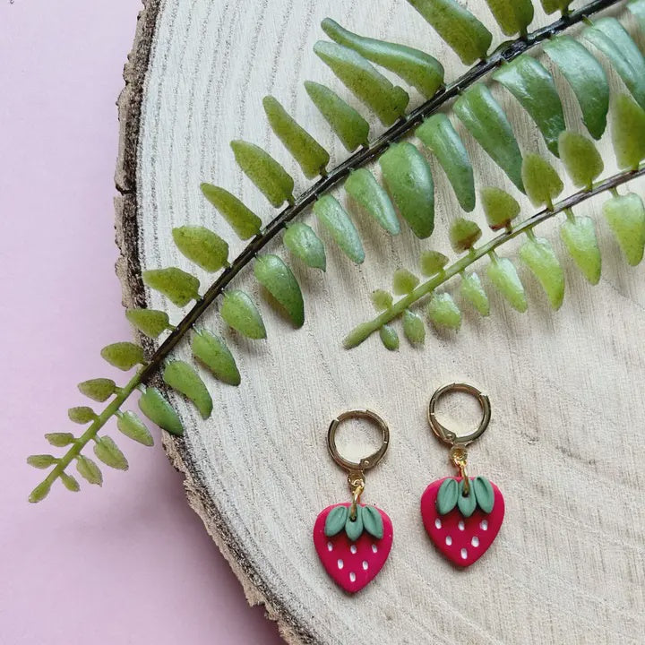 Strawberry Huggy Hoop Earrings