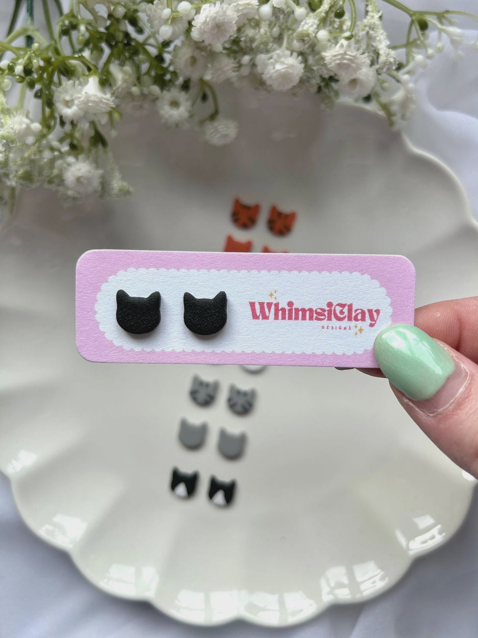 Black Cat Stud Earrings