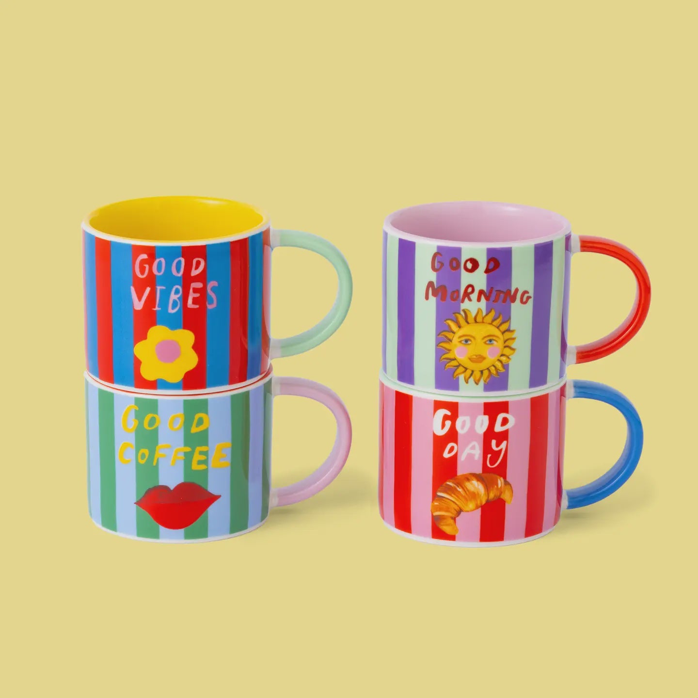 Set of 4 Coffee Club Espresso Mugs
