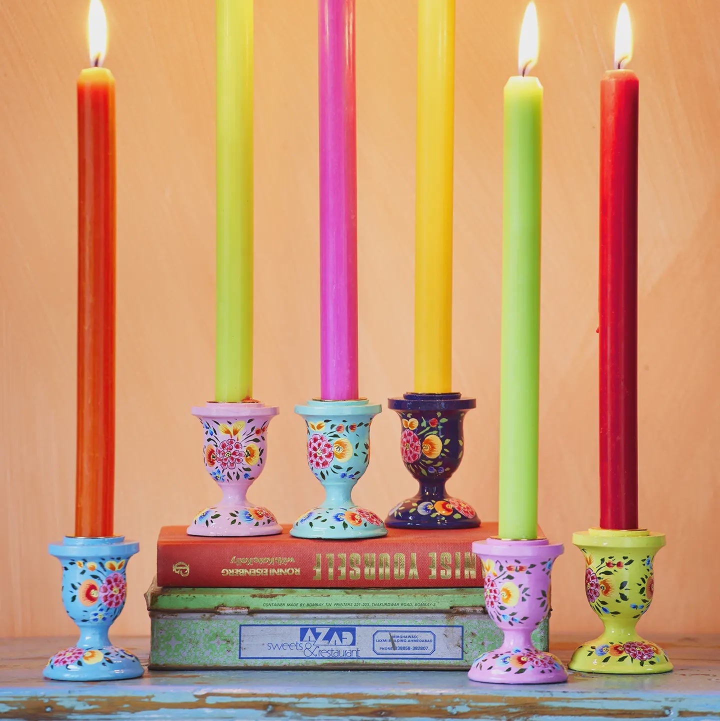 Hand Painted Kashmiri Candlestick Holder