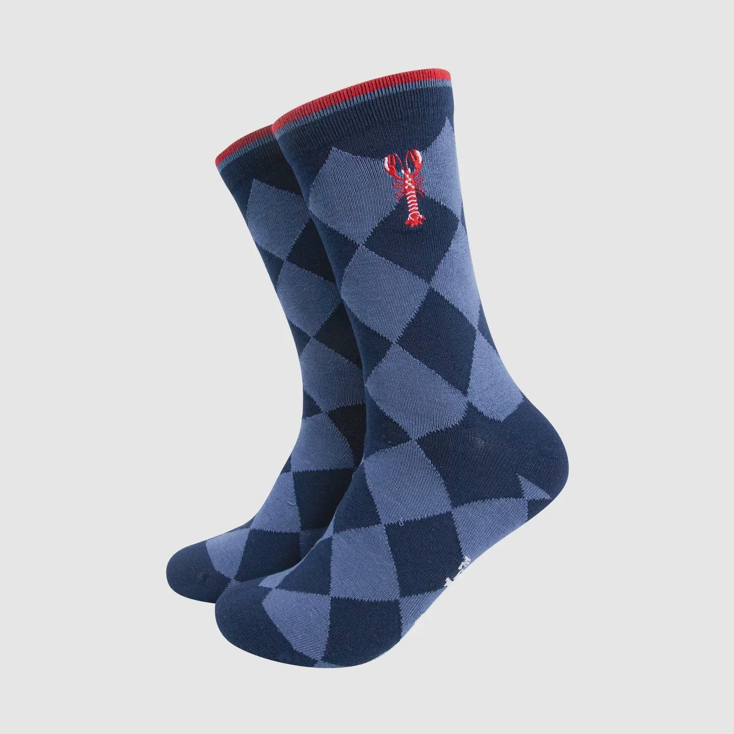 Men's Embroidered Lobster Argyle Socks