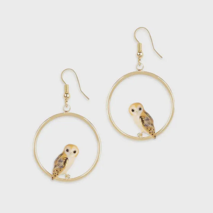 Bill Skinner Owl Hoop Earrings - Podarok