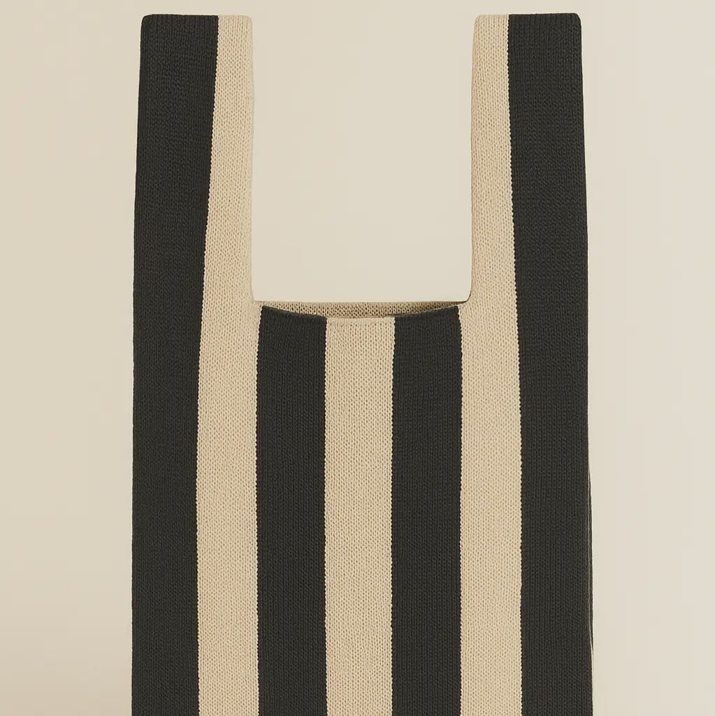 Classic Stripe Black and White Knitted Tote Bag