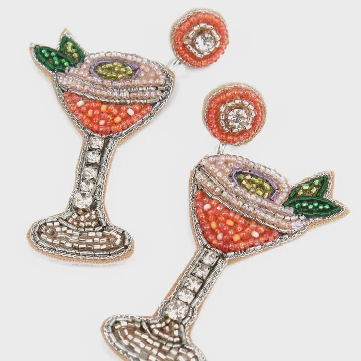 Hand Beaded Passionfruit Martini Cocktail Earrings