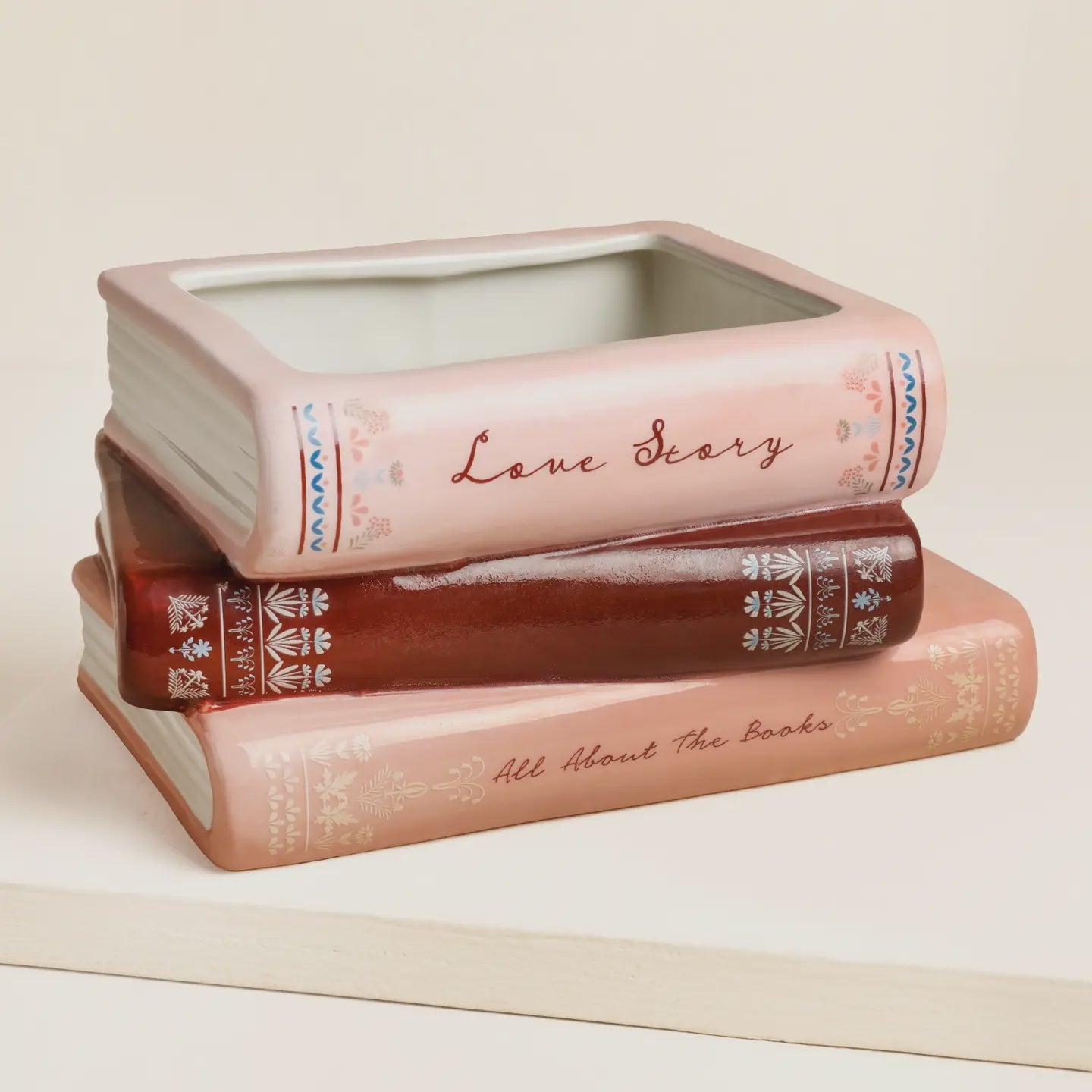 Stack of Books Ceramic Planter