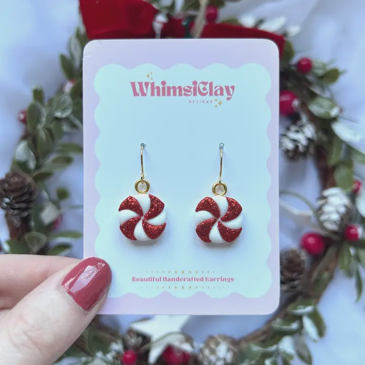 Peppermint Swirl Drop Earrings