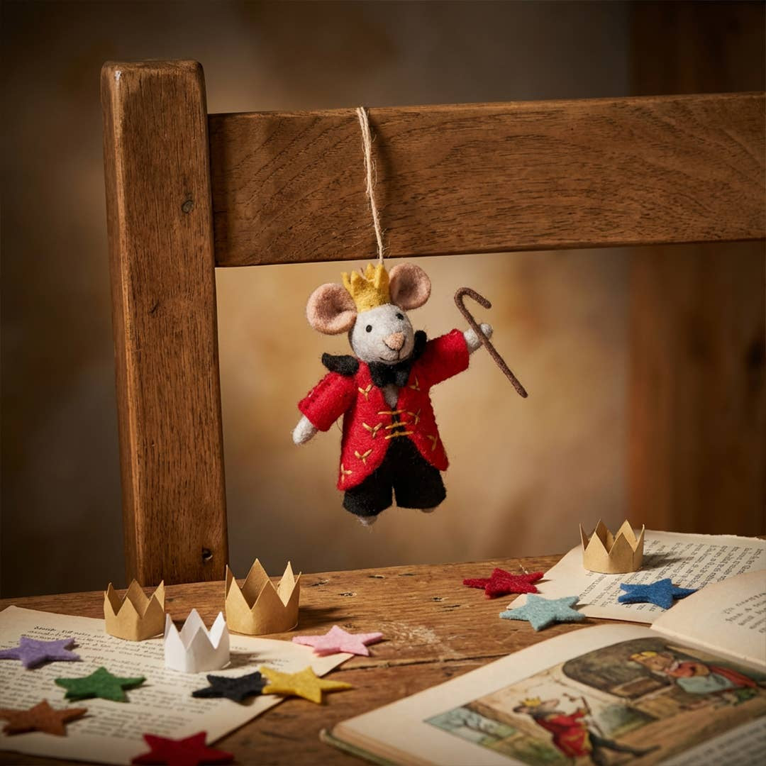 Handmade Felt Nutcracker Mouse King Christmas Hanging Dec