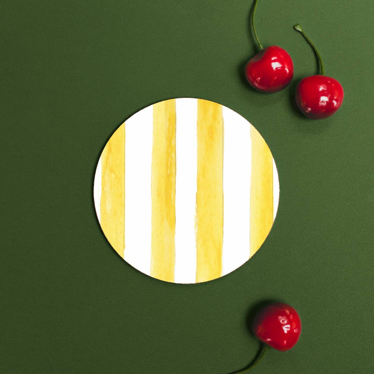 Lemon Striped Round Coaster