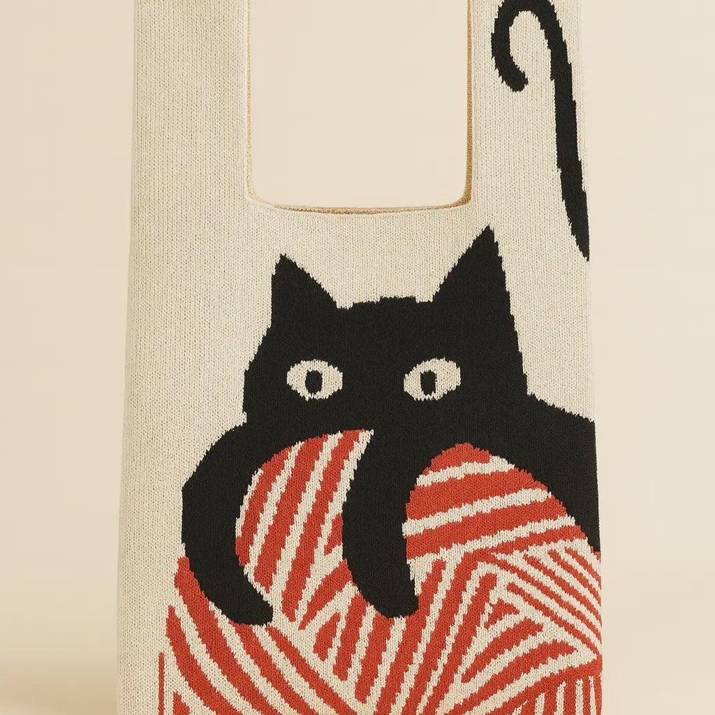 The Yarn Keeper Cat Knitted Tote Bag