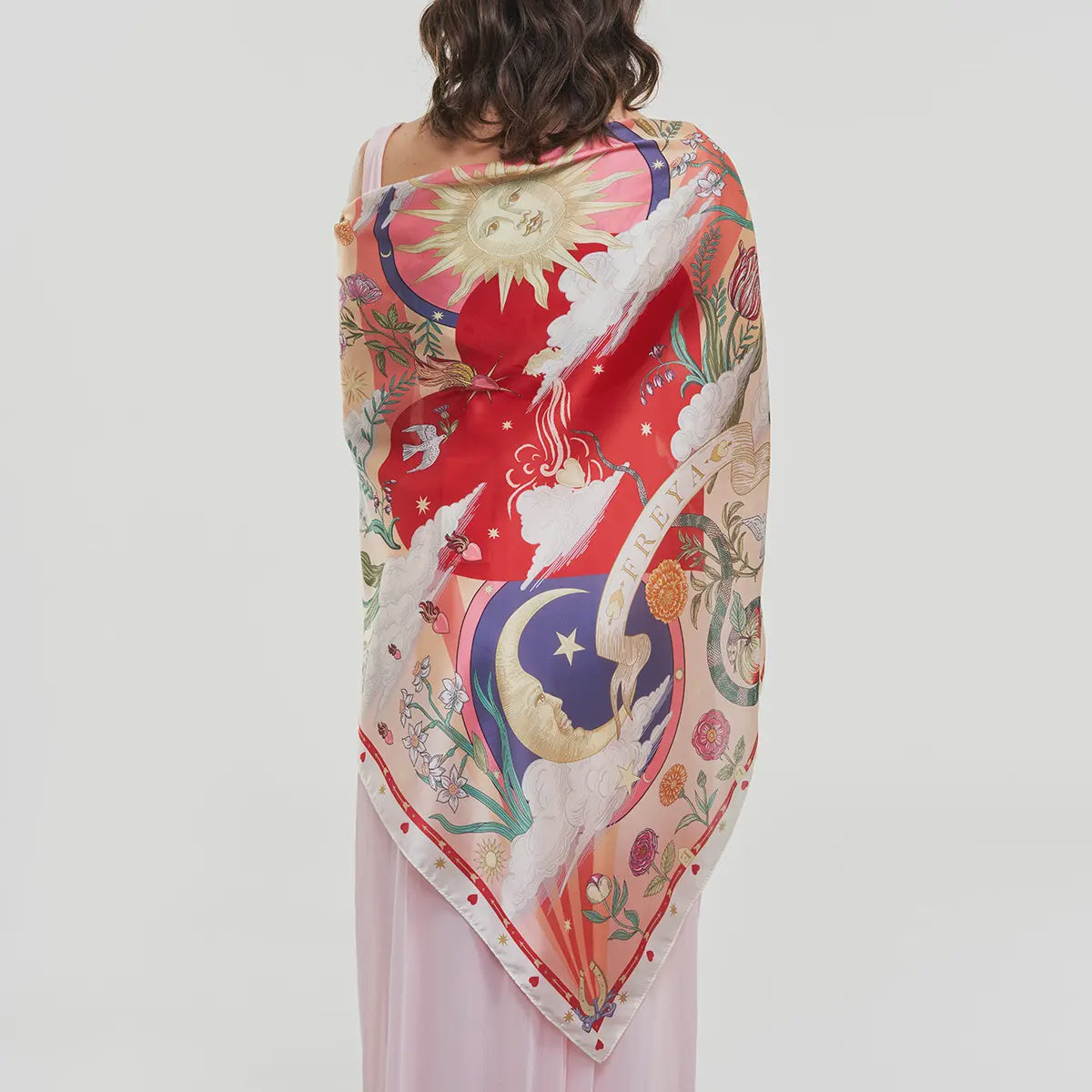Freya Celestial Lucky Motif Square Scarf