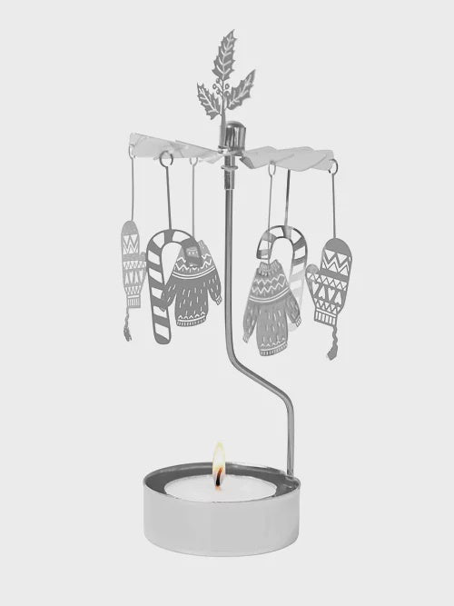Winter Silver Rotary Candle Holder