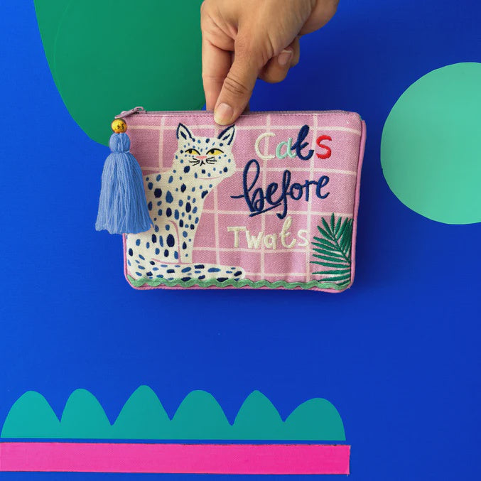 House of Disaster Cats Before Twats Cotton Zip Purse - Podarok