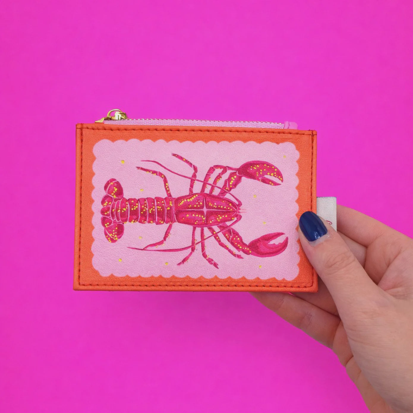 Coral Lobster Zip Purse