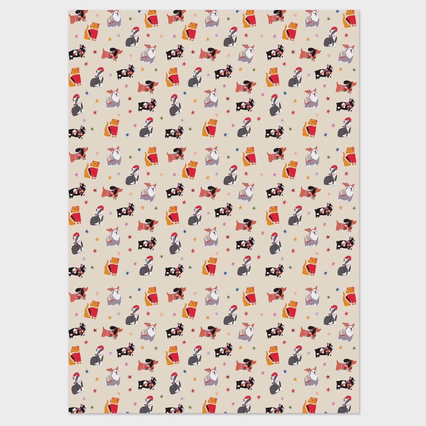 Raspberry Blossom Christmas Dogs Wrapping Paper - Podarok