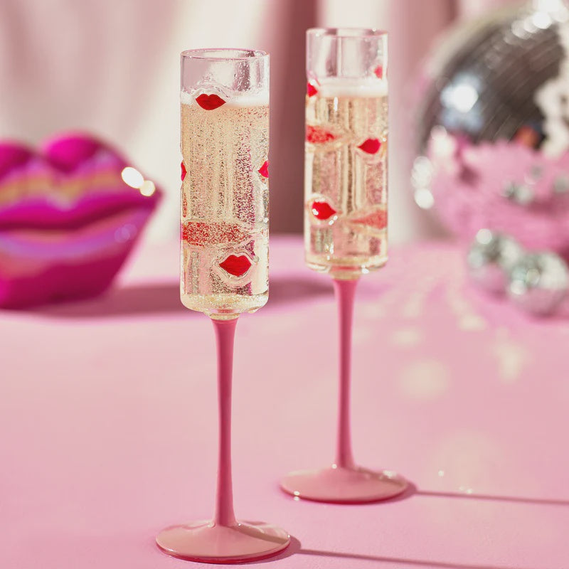Set of 2 Lips Glass Flutes - Podarok