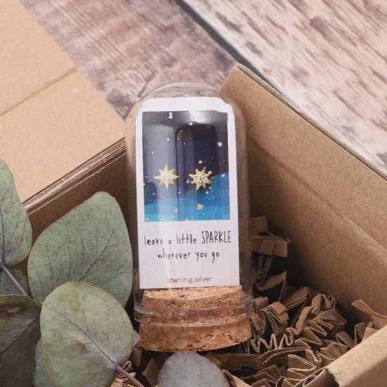 Leave A Little Sparkle Star Earrings - Gold Plated