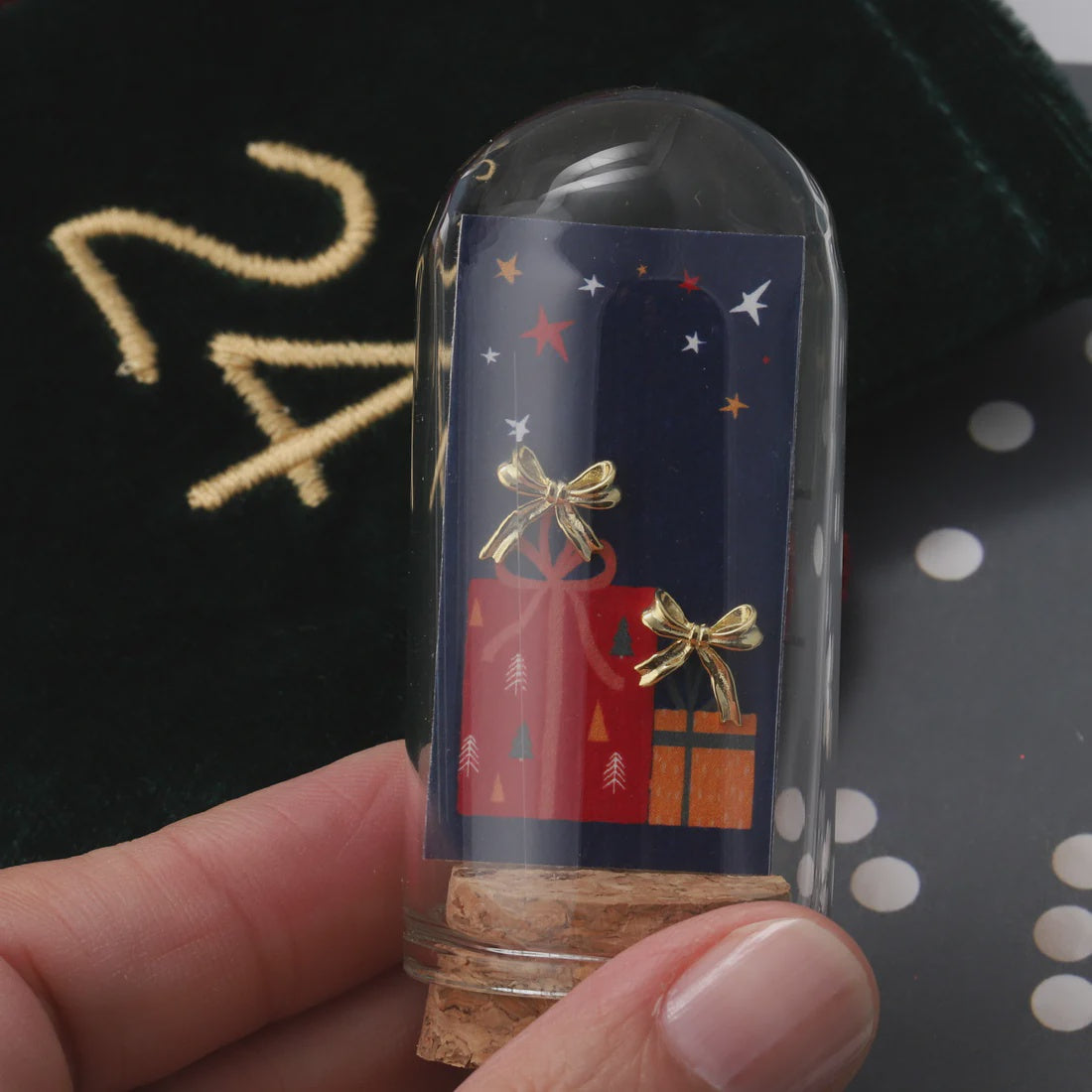 Attic Creations Christmas Present Bow Earrings - Gold Plated - Podarok