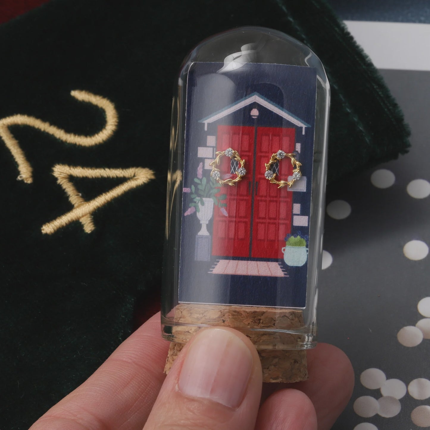 Attic Creations Christmas Wreath Earrings - Gold Plated - Podarok