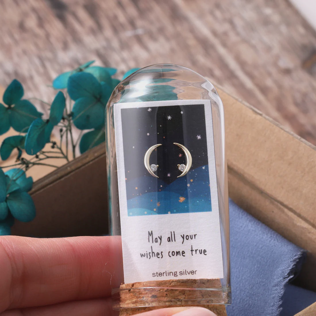 May Your Wishes Come True Moon Earrings - Sterling Silver