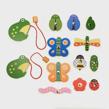 Kikkerland Kidoki Catch A Bug Wooden Fishing Game