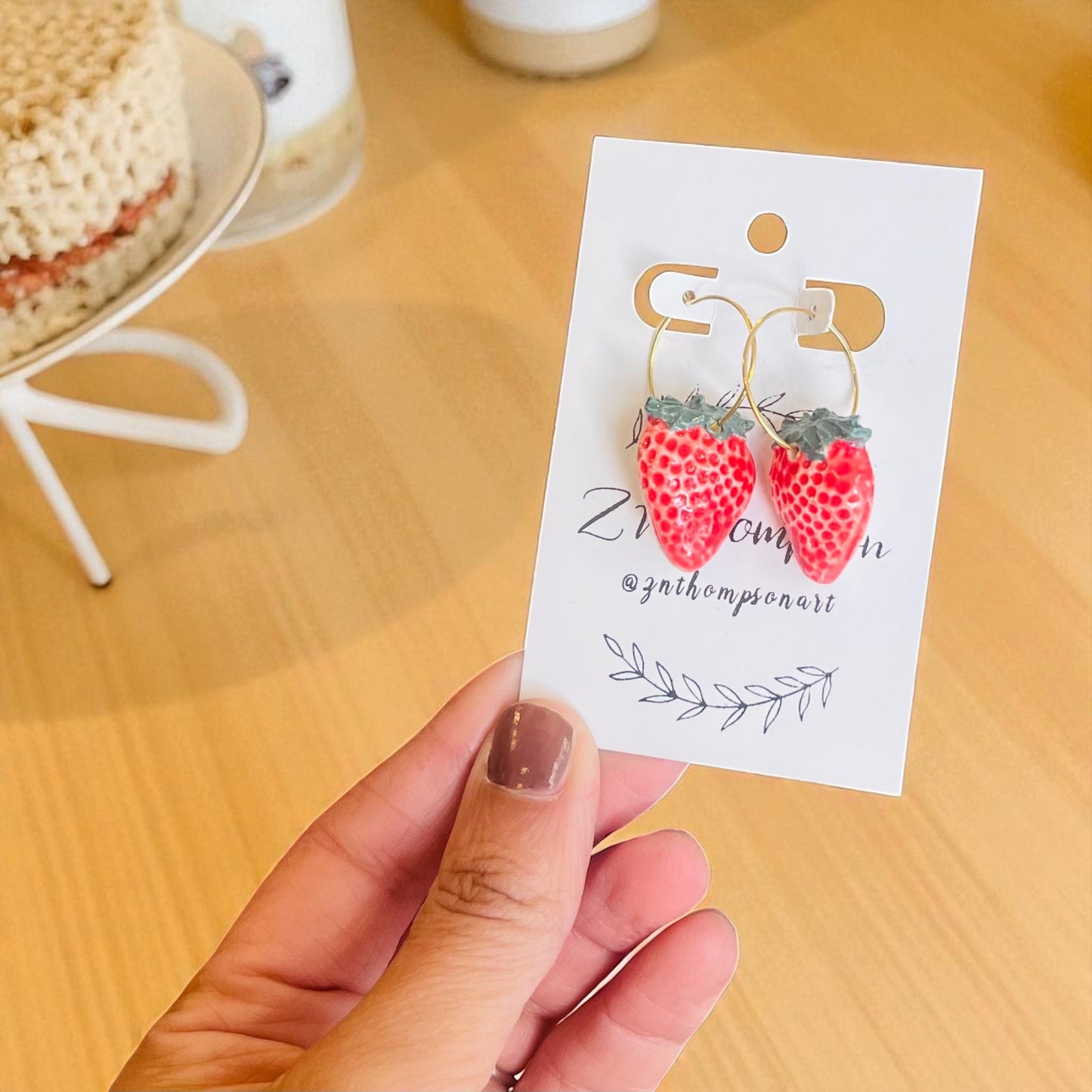 Handmade Ceramic Strawberry Earrings