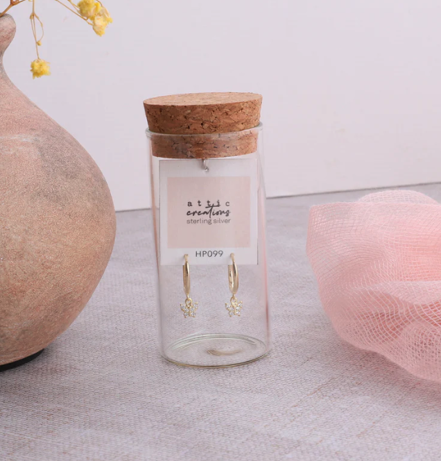 Attic Creations Gemstone Butterfly Hoop Earrings - Gold Plated - Podarok