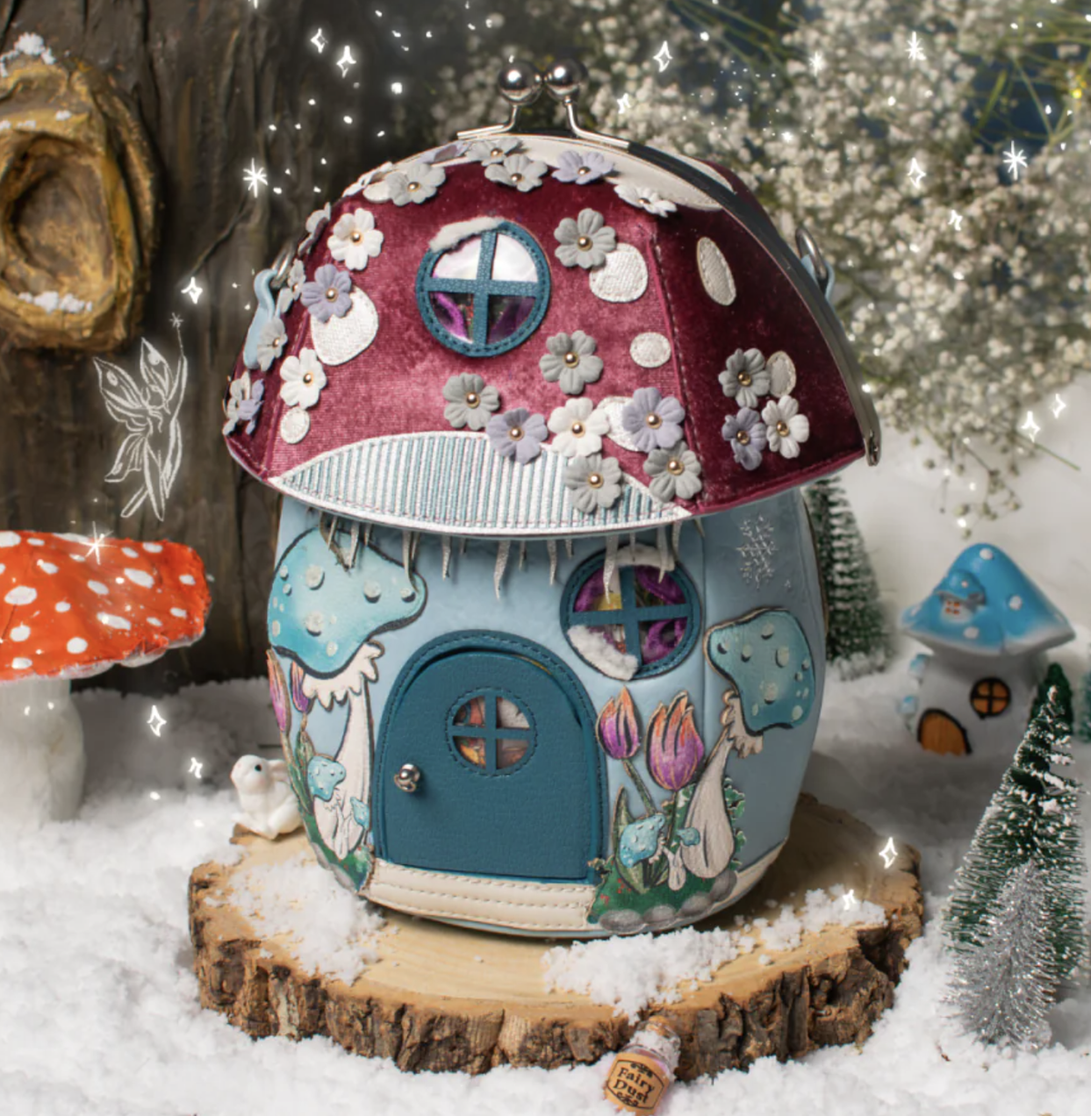Vendula Fairy Village Snowflake Toadstool House Bag