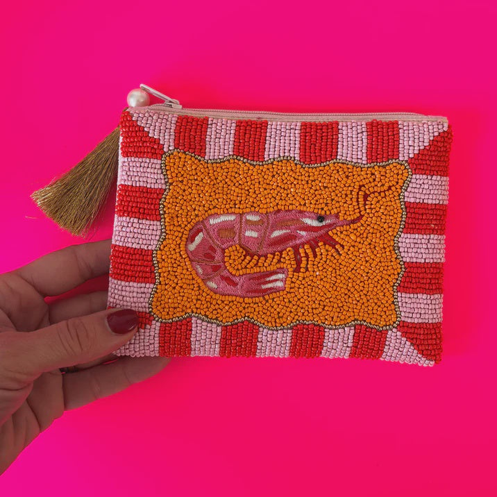 Tide Prawn Beaded Purse