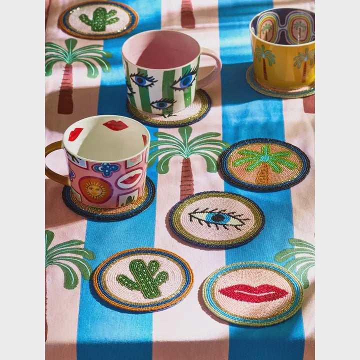 Set of 4 Electric Coast Icon Beaded Coasters