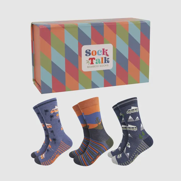 Gift Boxed Set of Three Campervan Adventures Socks - Podarok