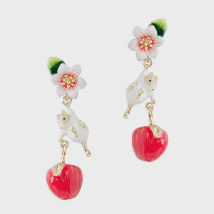 Bill Skinner Apple Blossom and Mouse Drop Earrings - Podarok