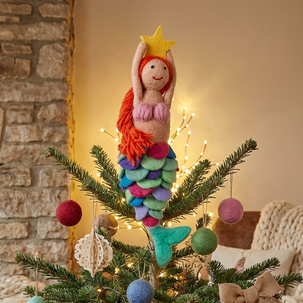 Handmade Felt Mystical Mermaid Christmas Tree Topper