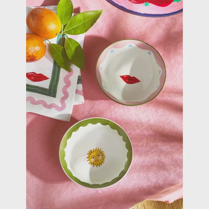 Set of 2 Sun and Lips Nibbles Bowls