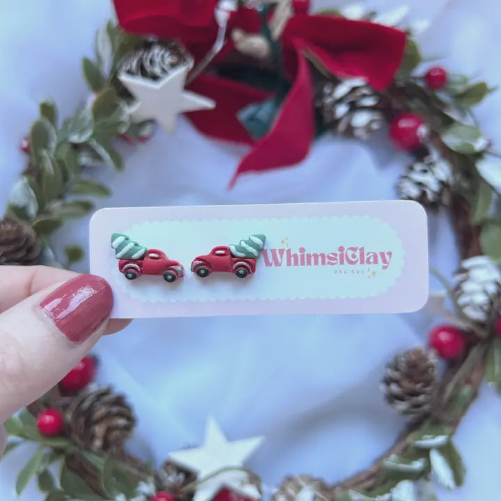Christmas Tree Truck Stud Earrings