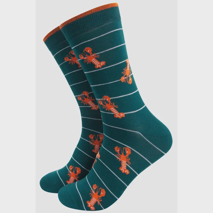 Men's Green Lobster Stripe Socks - Podarok