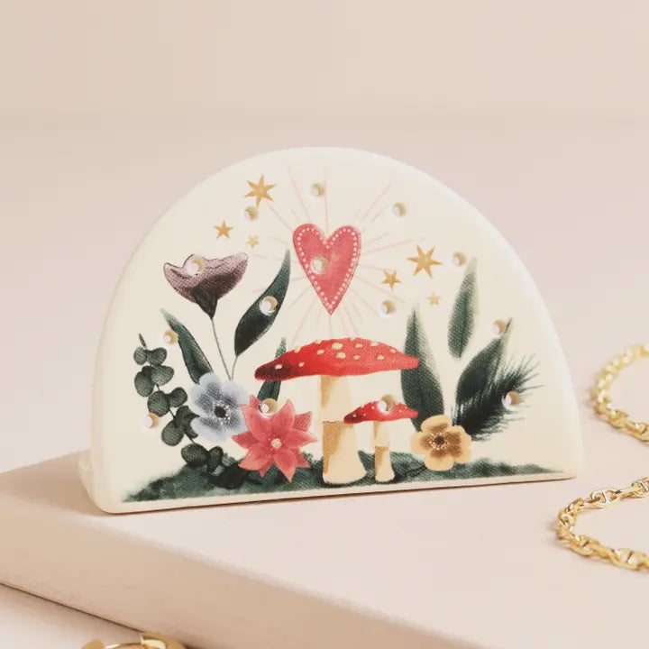 Ceramic Floral Heart Earring Holder - Podarok