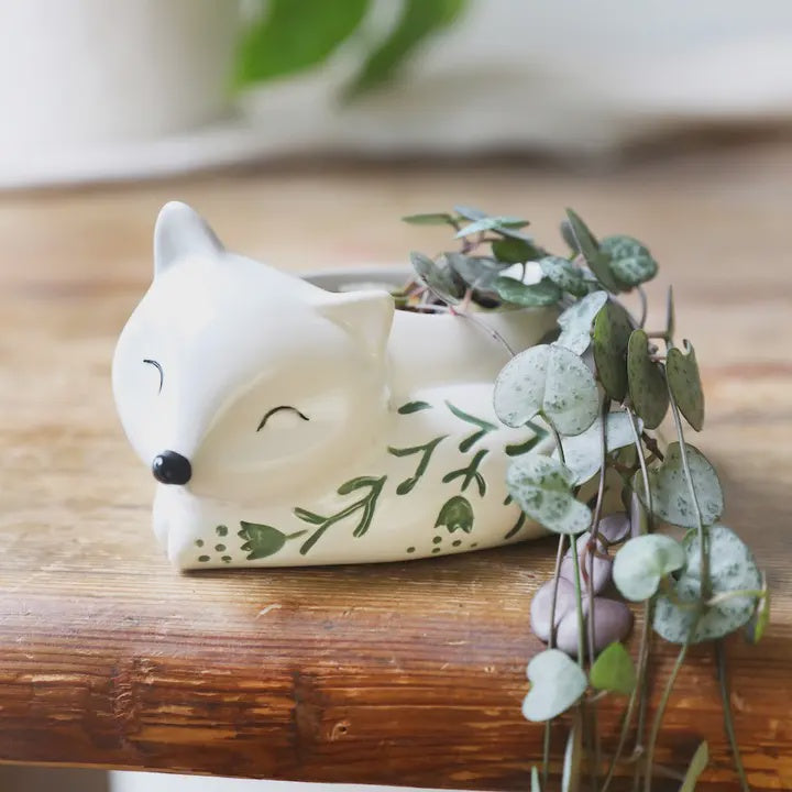 Ceramic Sleeping Fox Planter - Podarok