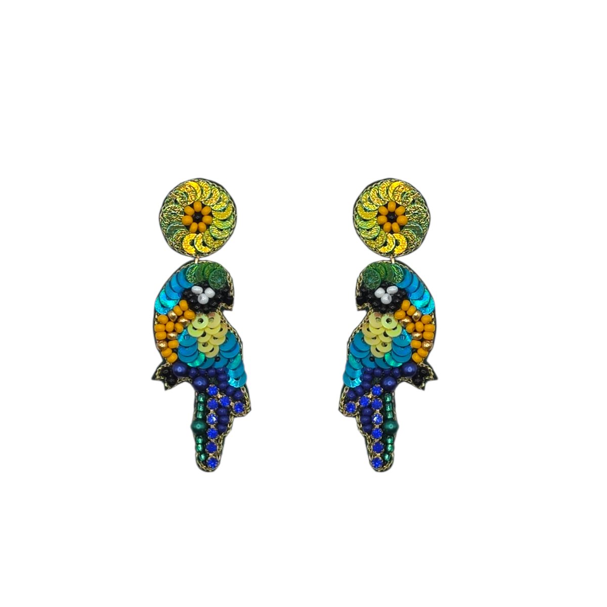Hand Beaded Tropical Parrot Earrings