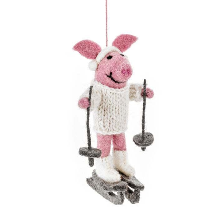 Hand Felted Alpine Swine Hanging Decoration