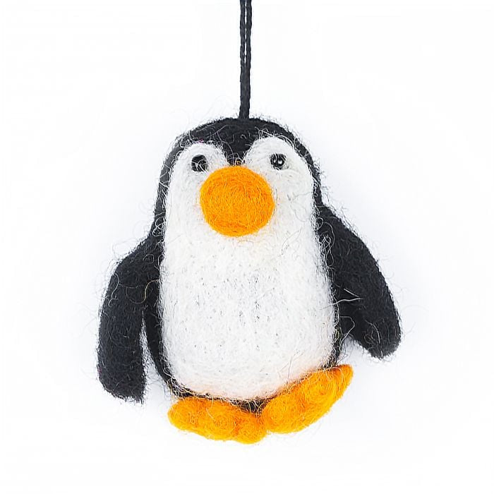 Hand Felted Baby Penguin Hanging Decoration