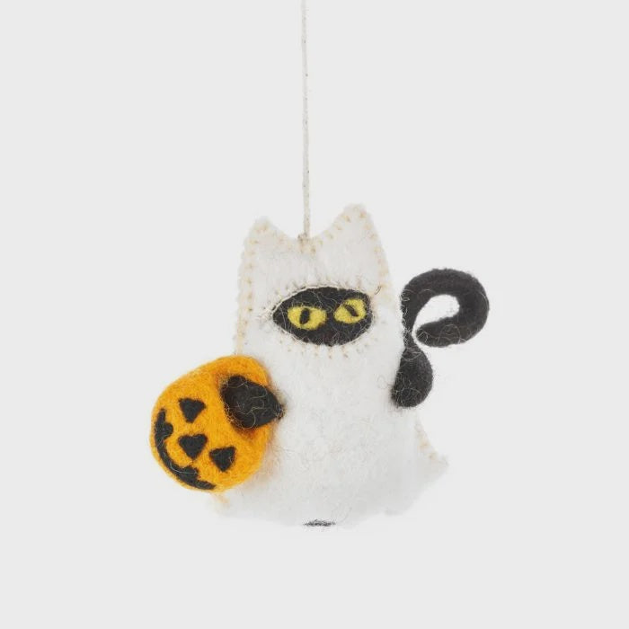 Hand Felted Boo! The Cat Hanging Decoration - Podarok