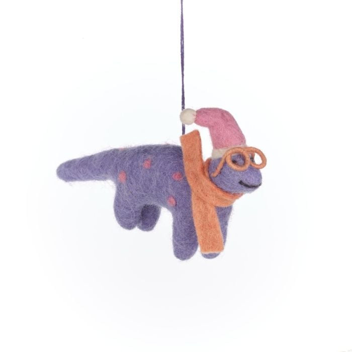 Hand Felted Demi the Pastel Dino Hanging Decoration