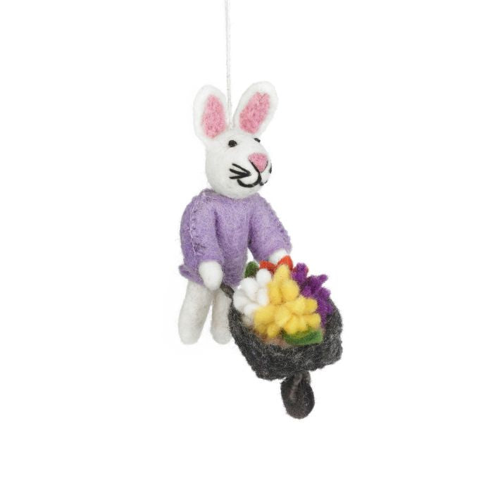 Hand Felted Francesca the Floral Bunny Hanging Decoration - Podarok