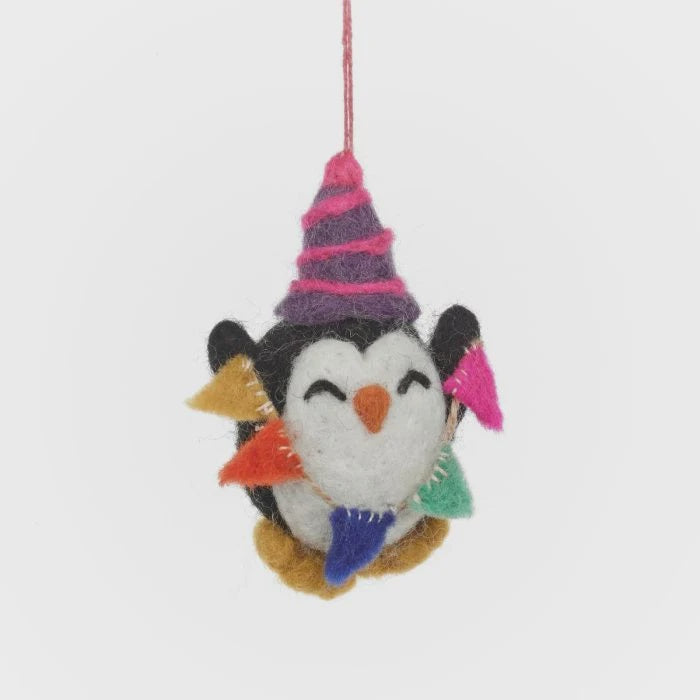Hand Felted Party Penguin Hanging Decoration - Podarok