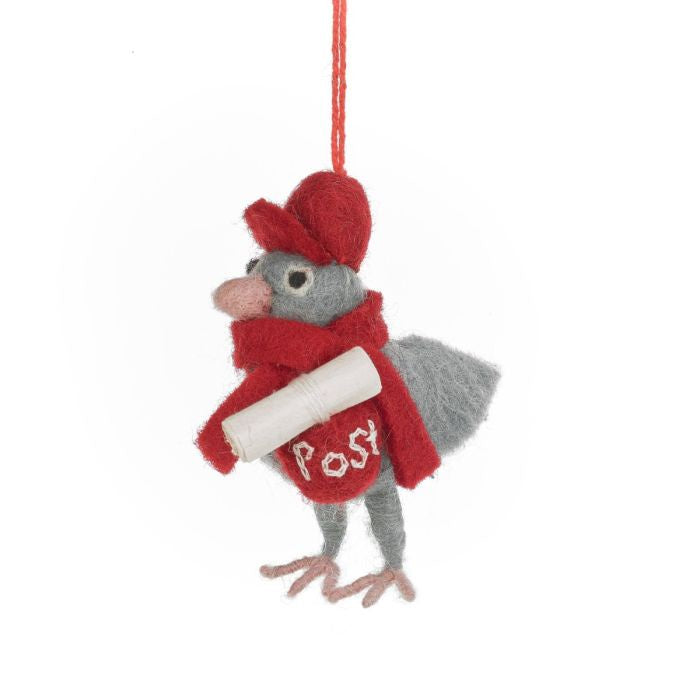 Hand Felted Pigeon Post Hanging Decoration - Podarok